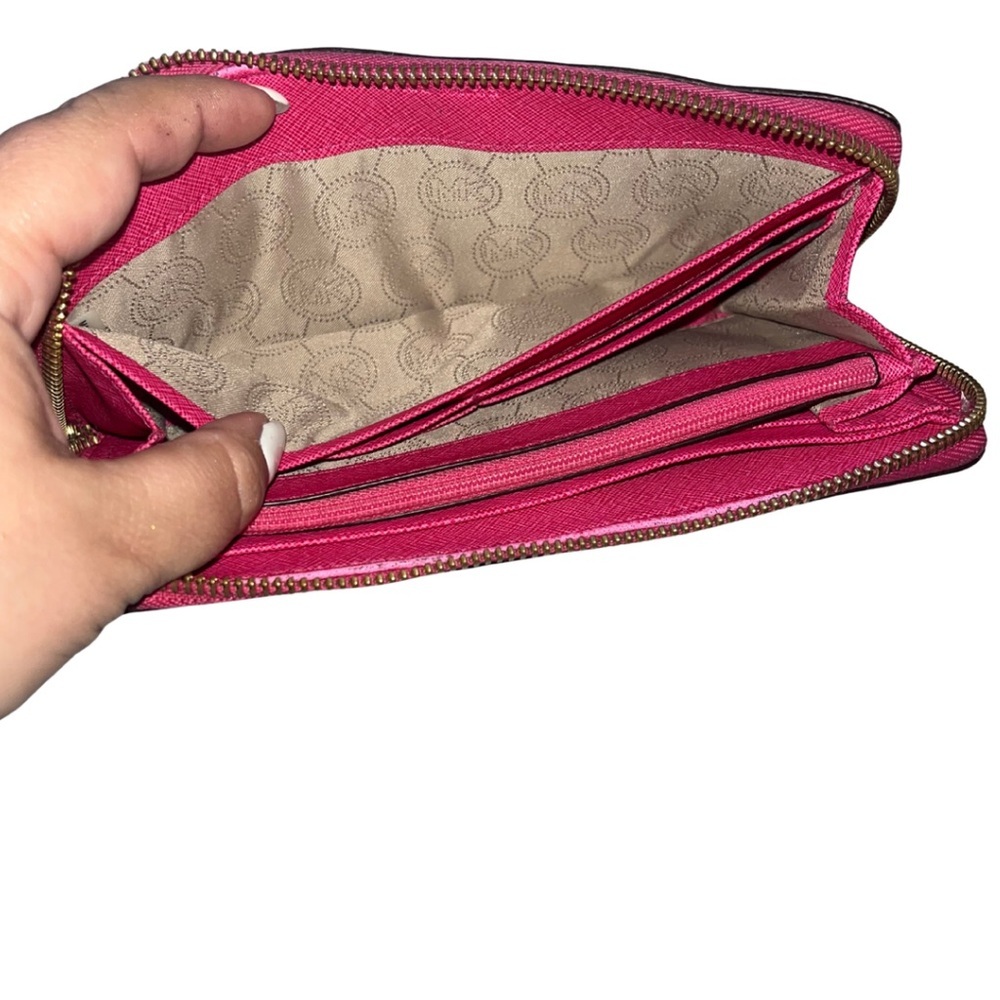 Michael Kors Fuchsia Pink Pyramid Studded Continental Zip Wallet - Picture 11 of 16